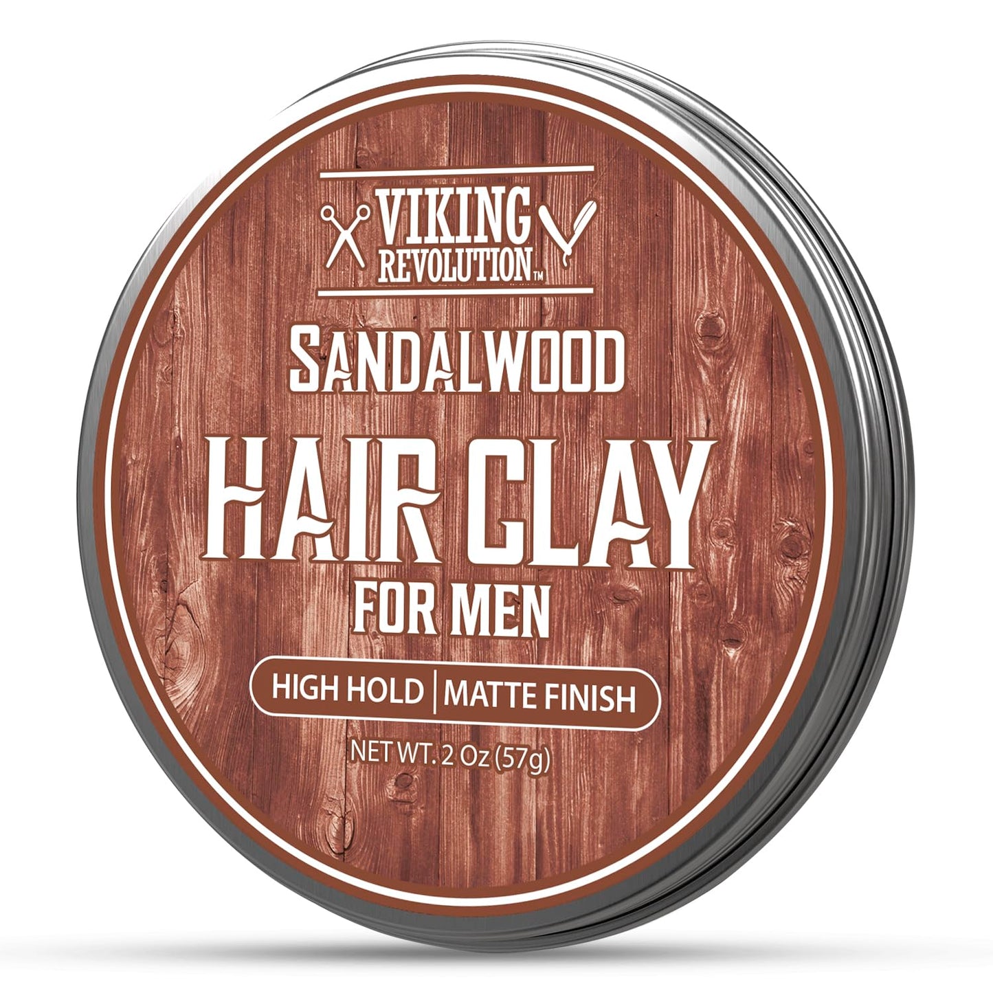 Viking Revolution sandalwood scent matte hair styling paste open jar view