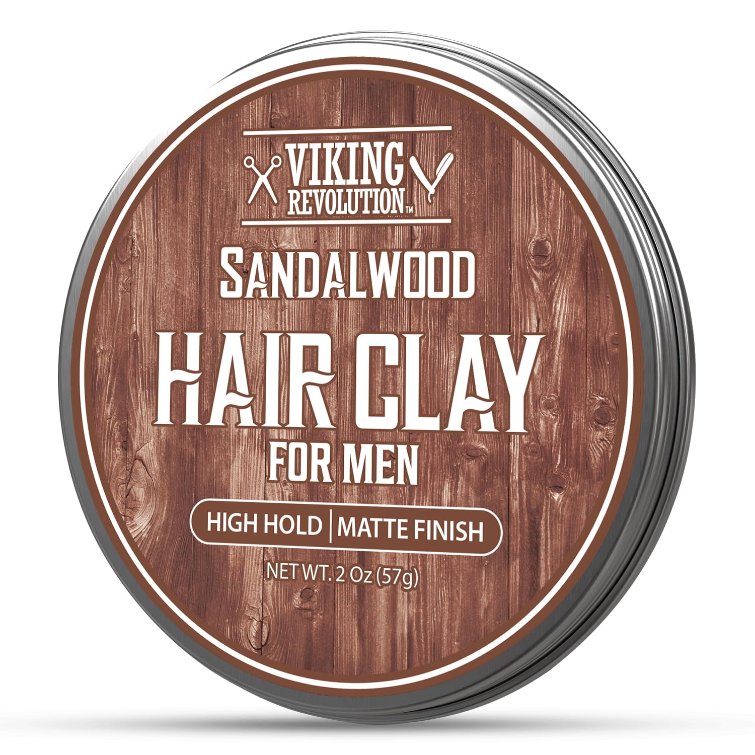 Viking Revolution sandalwood scent matte hair styling paste open jar view