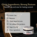 Strong hold hair clay for men application on short textured hairstyle.