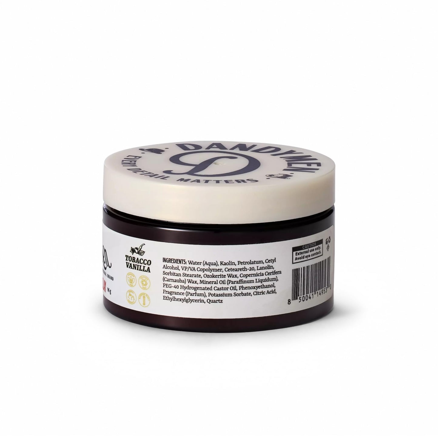 Premium USA imported Dandymen Collection hair clay for strong reworkable hold.