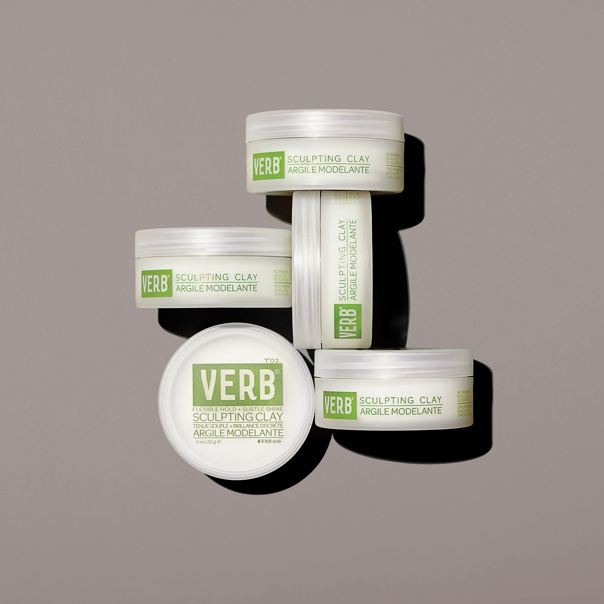 Verb professional hair care styling clay packaging back view.