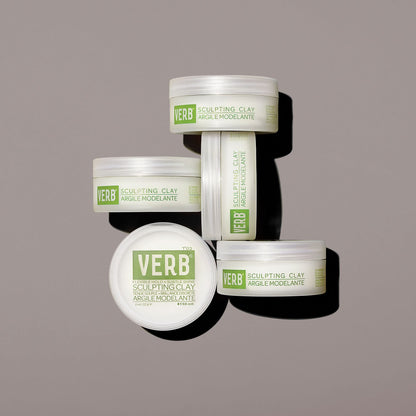 Verb professional hair care styling clay packaging back view.
