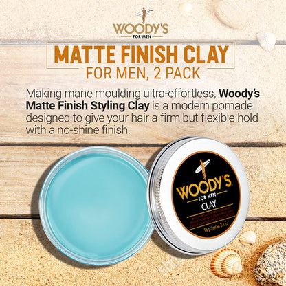 Woody's matte finish hair clay texture inside the open container for men's styling