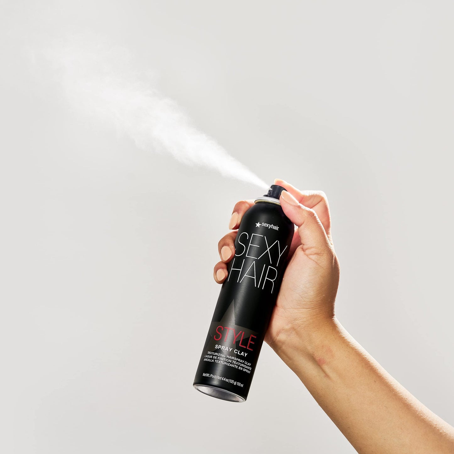 SexyHair professional grooming spray clay back panel details and usage instructions