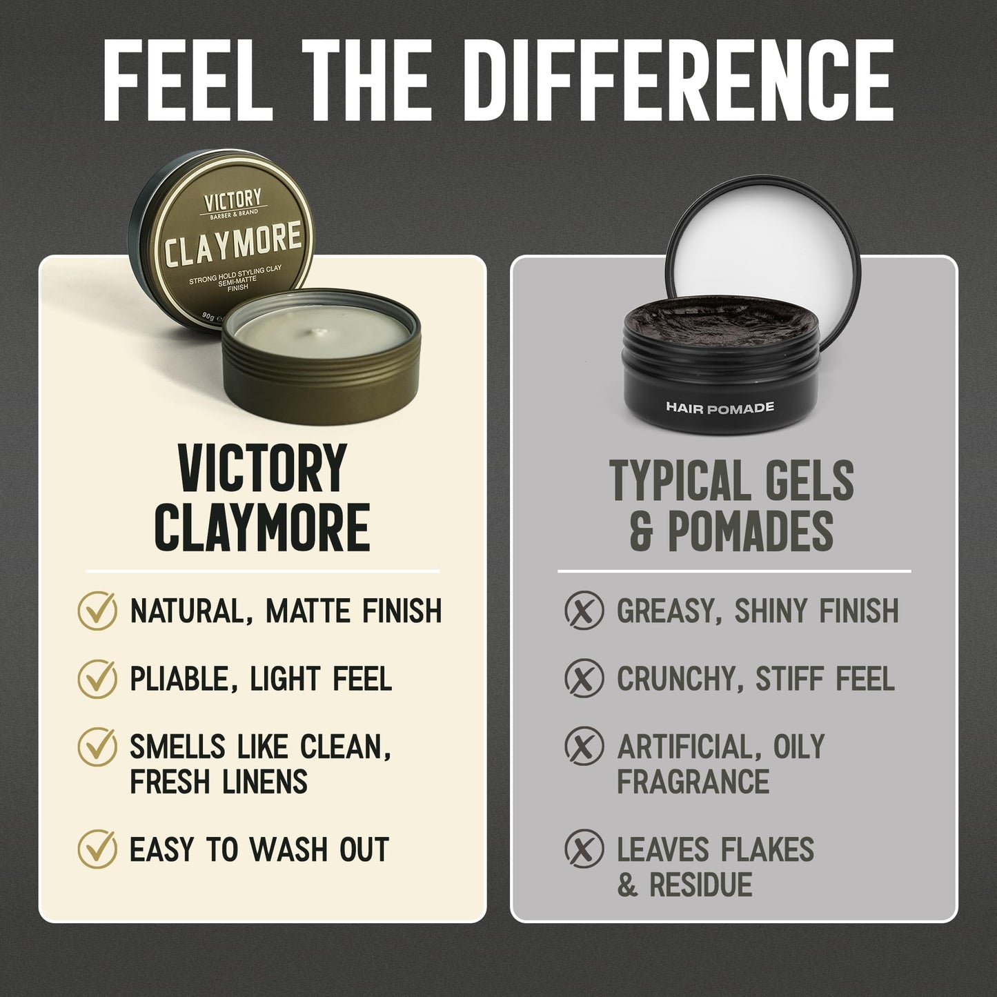 Victory Barber and Brand professional grooming claymore packaging side view