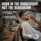 Three point one ounce metal tin of Victory Barber brand hair clay