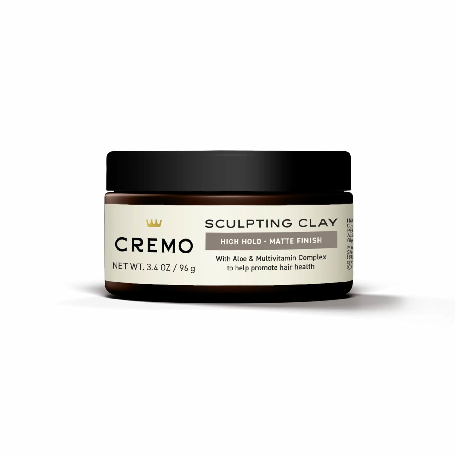 Side view of Cremo high hold hair styling clay