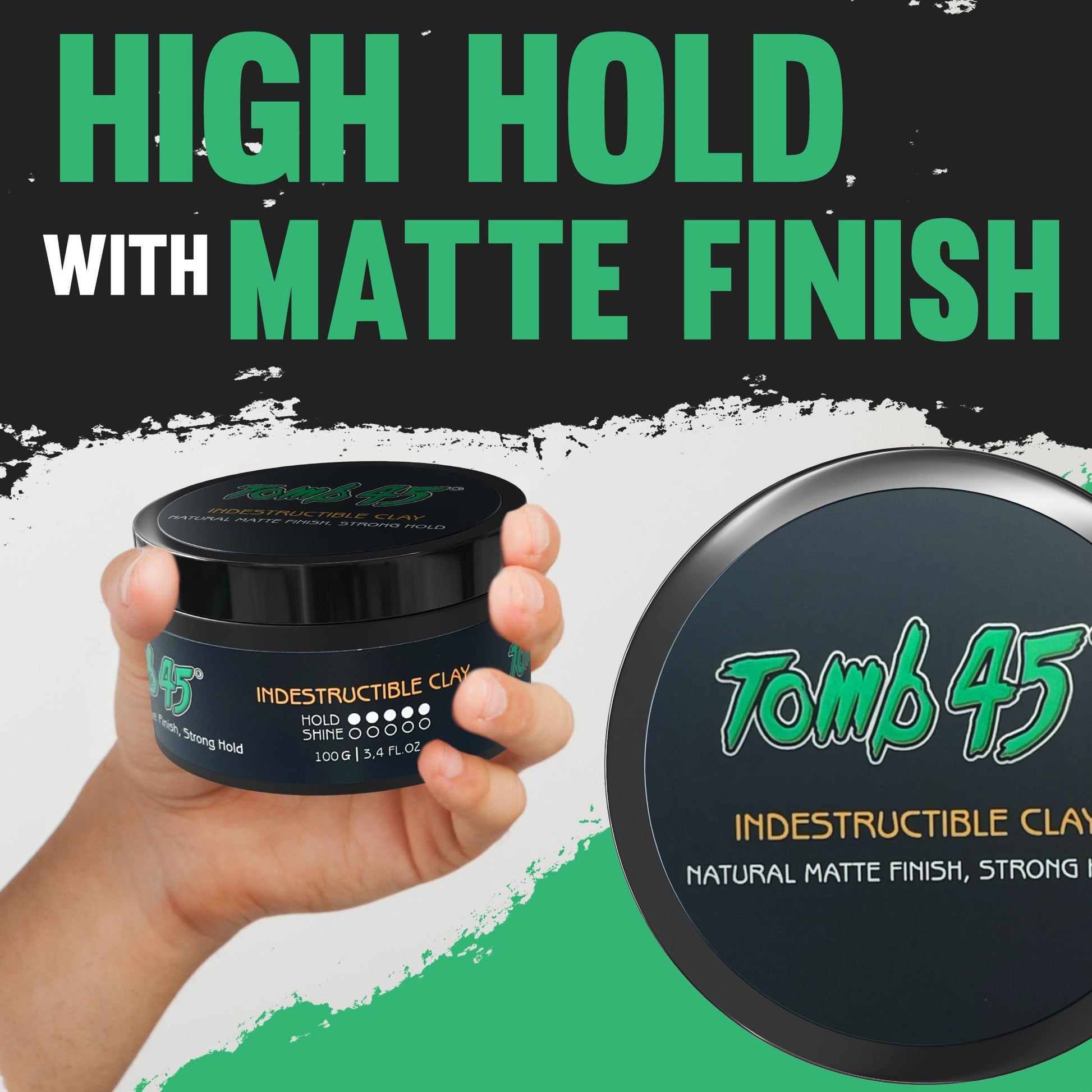 Tomb45 strong hold hair styling clay professional barber grade packaging