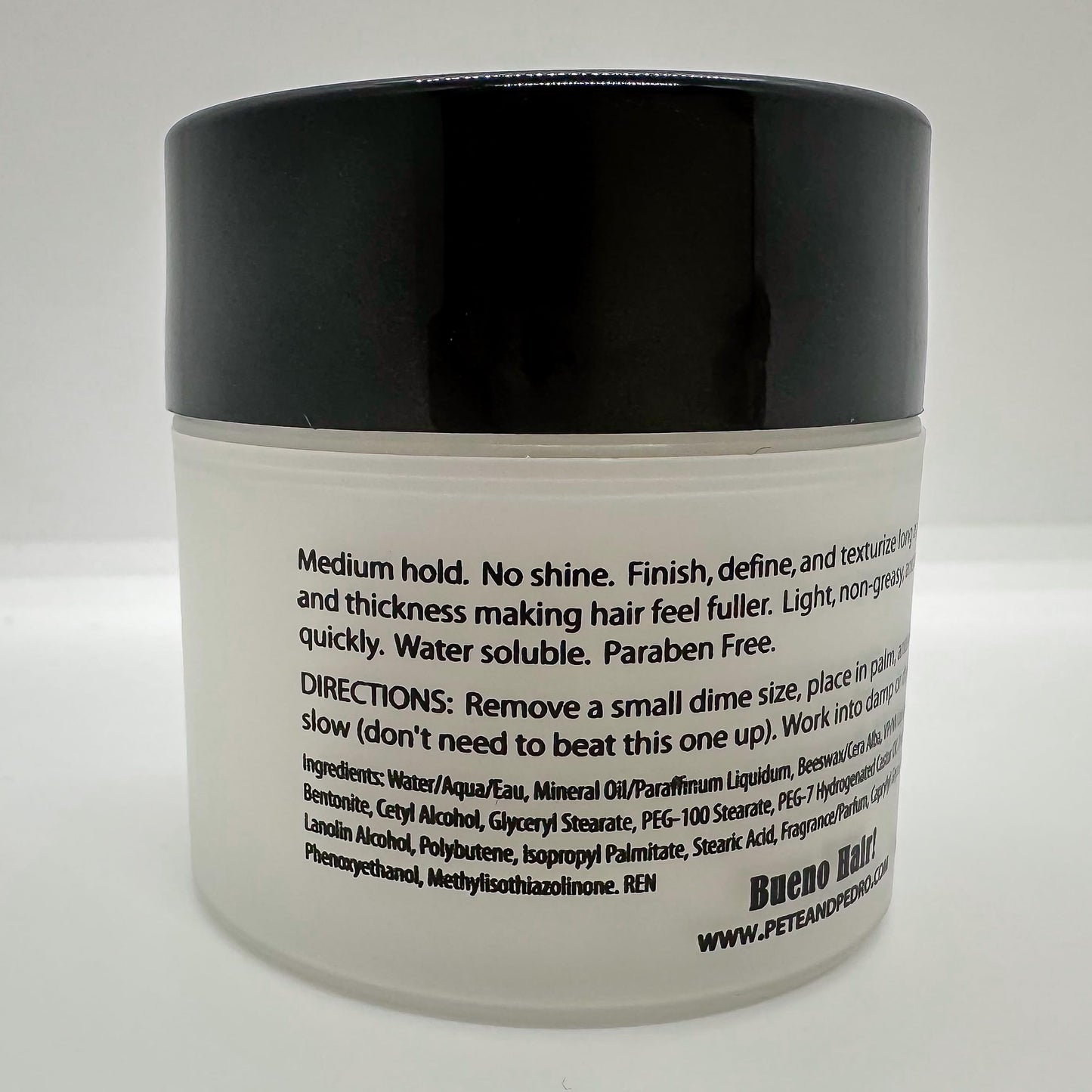Pete And Pedro fine thinning hair styling clay jar demonstrating the premium bentonite product