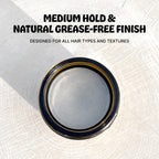 Earth Wave natural tallow grooming pomade next to its recyclable amber glass packaging.