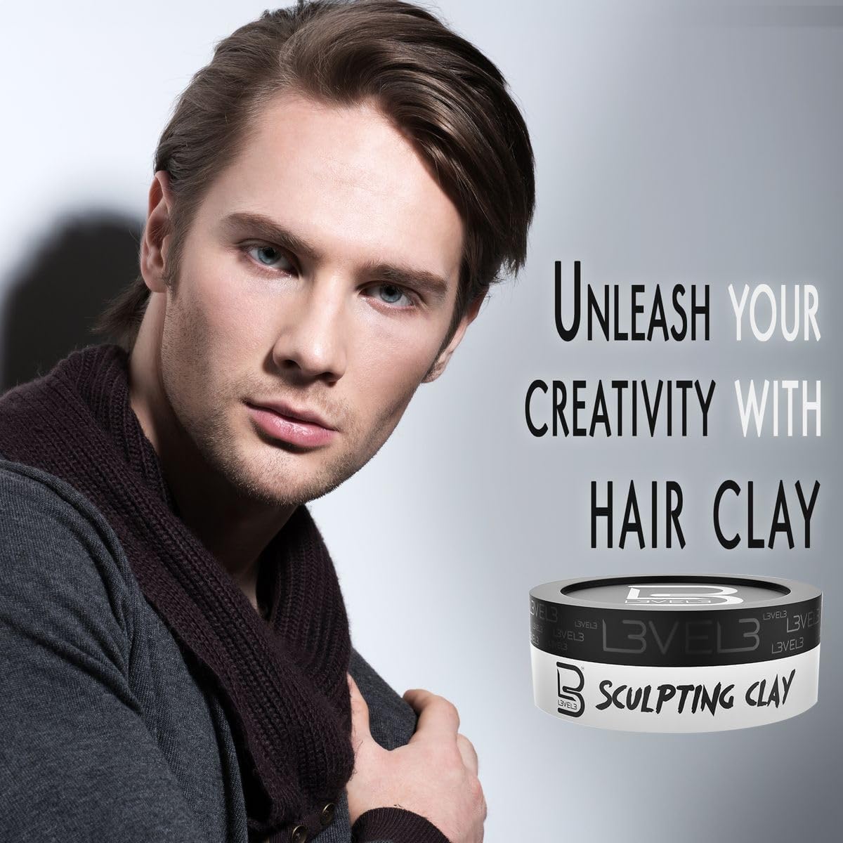 L3 professional water based men hair clay 150ml side angle