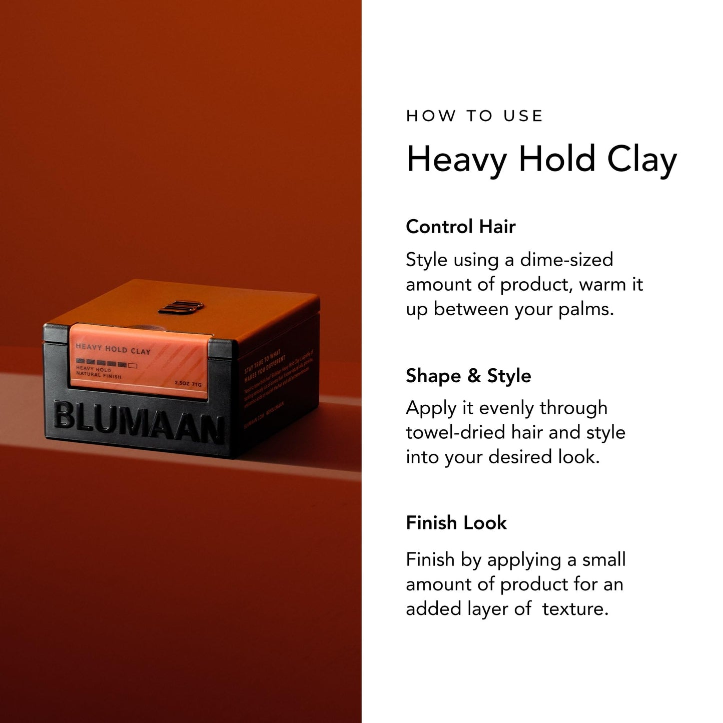 BluMaan Cavalier heavy clay label displaying organic oil and protein infusion