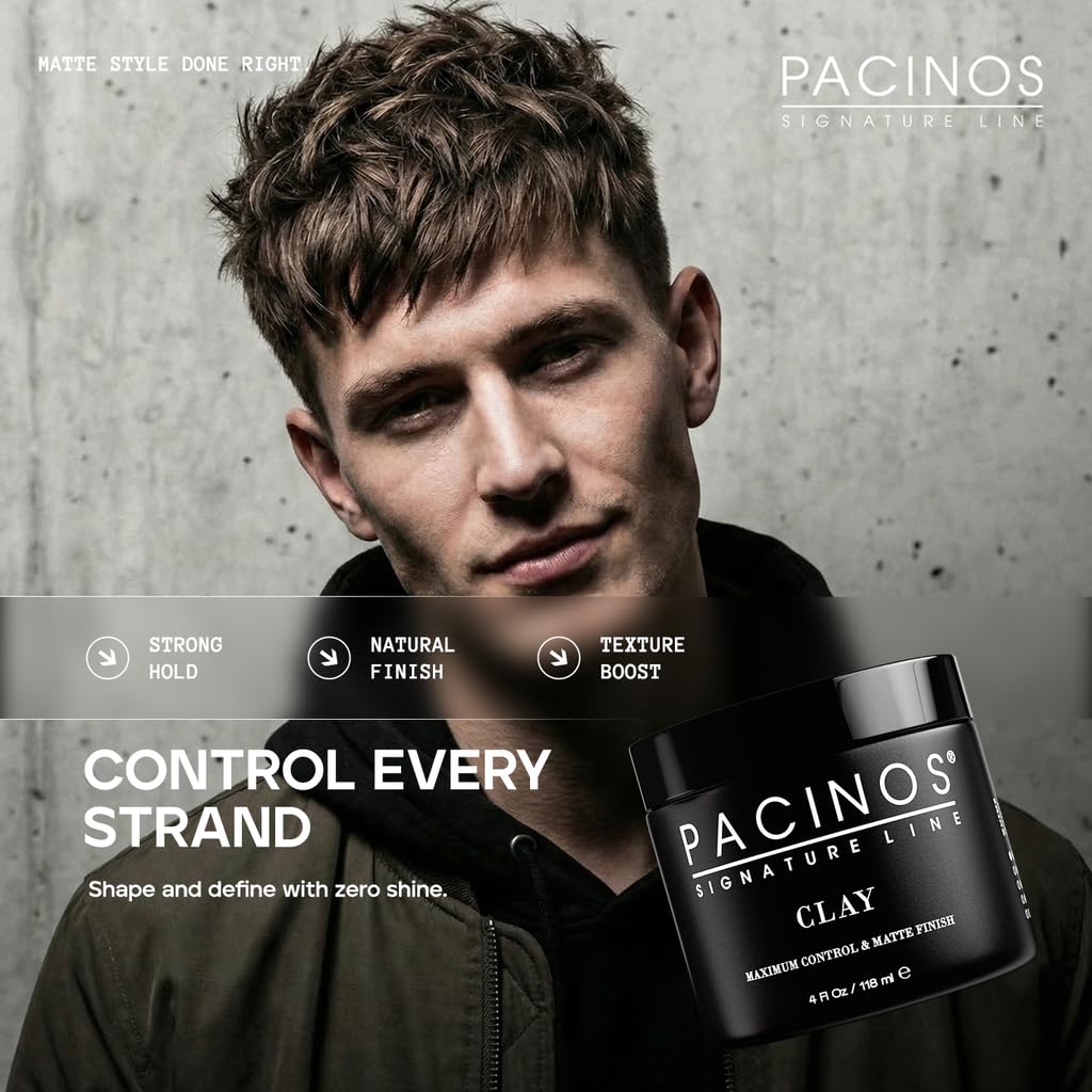 Side profile of Pacinos Signature Line grooming paste highlighting the 4 Ounce product volume