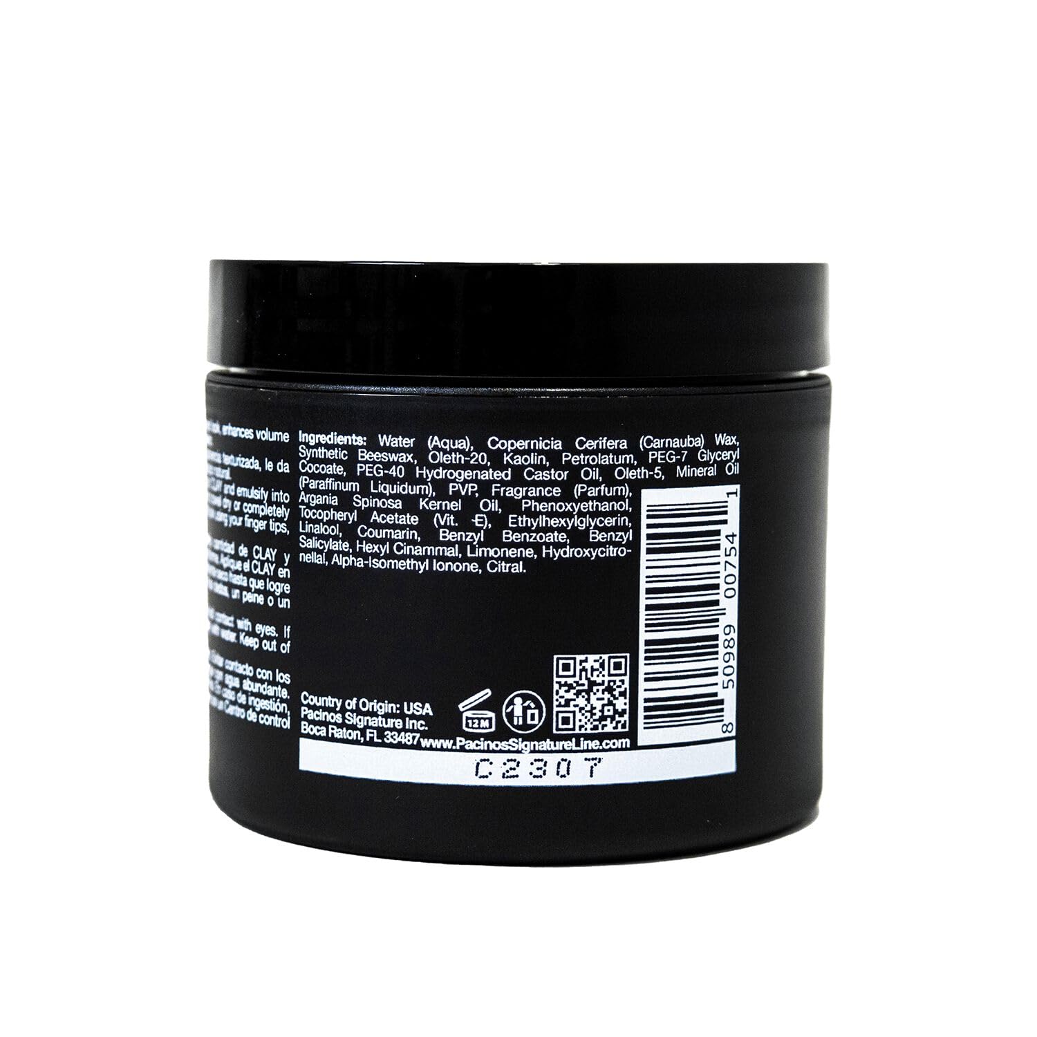 Pacinos USA imported men beauty product jar featuring authentic texturing and frizz control benefits