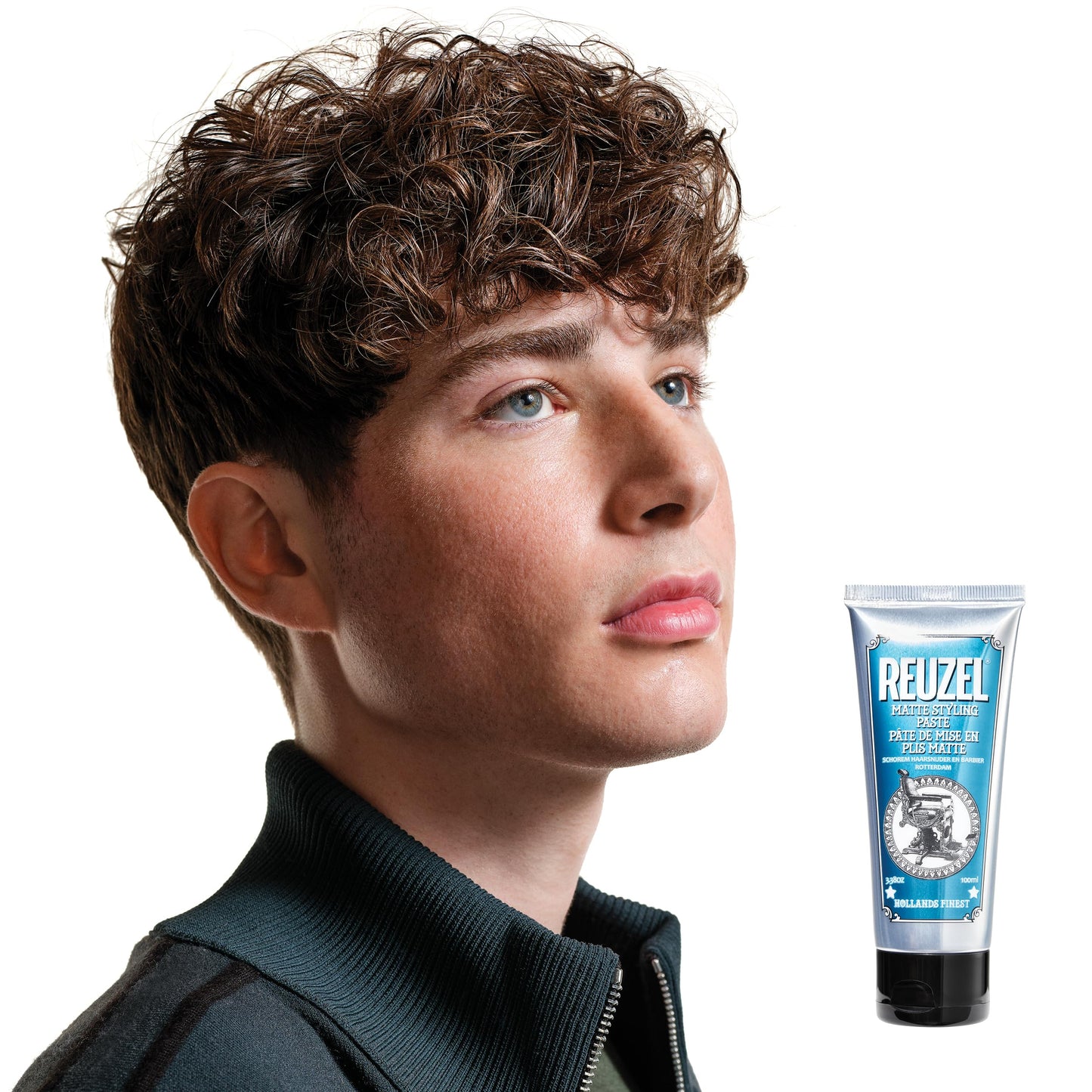 Side view of the imported USA grooming product for men hair styling and definition