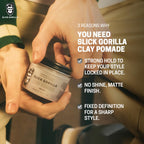 Slick Gorilla hair pomade packaging showing natural ingredients list