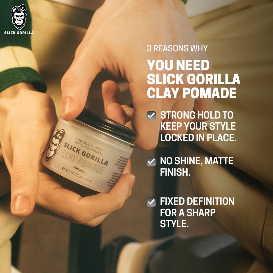 Slick Gorilla hair pomade packaging showing natural ingredients list
