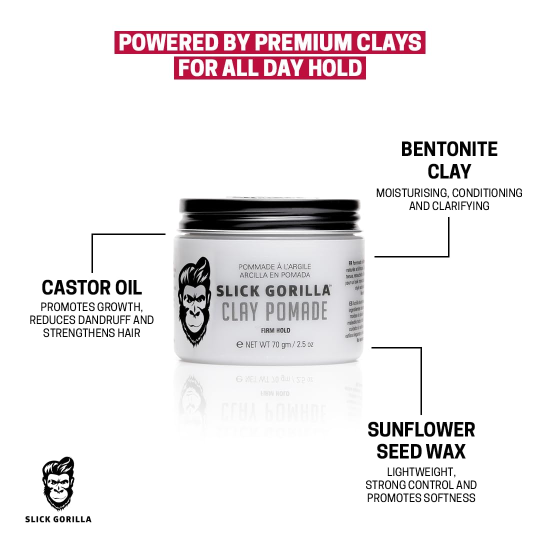 Slick Gorilla reworkable mens pomade side view with product label details