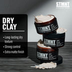 STMNT extra matte finish strong hold clay open container displaying product texture