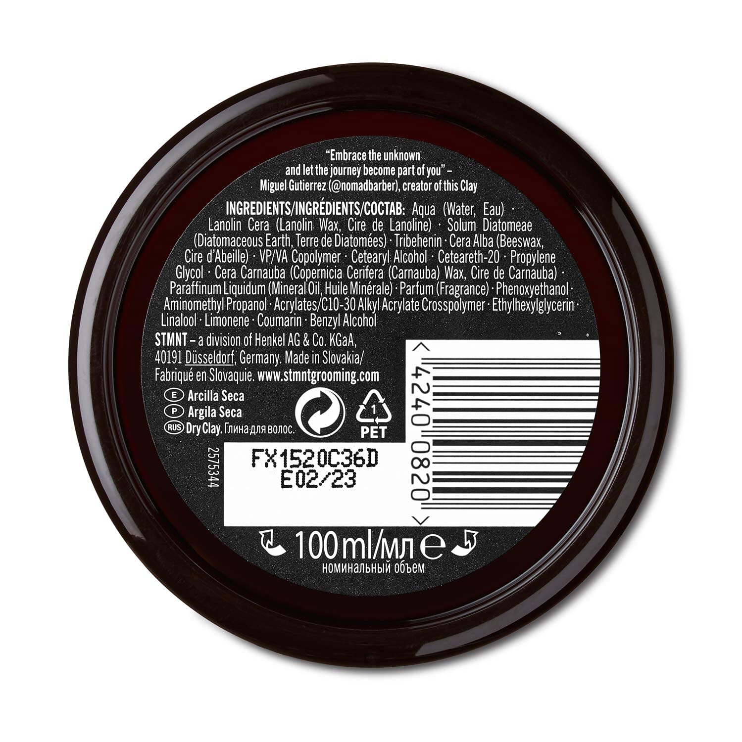 Water soluble strong control hair clay jar for easy wash styling routines