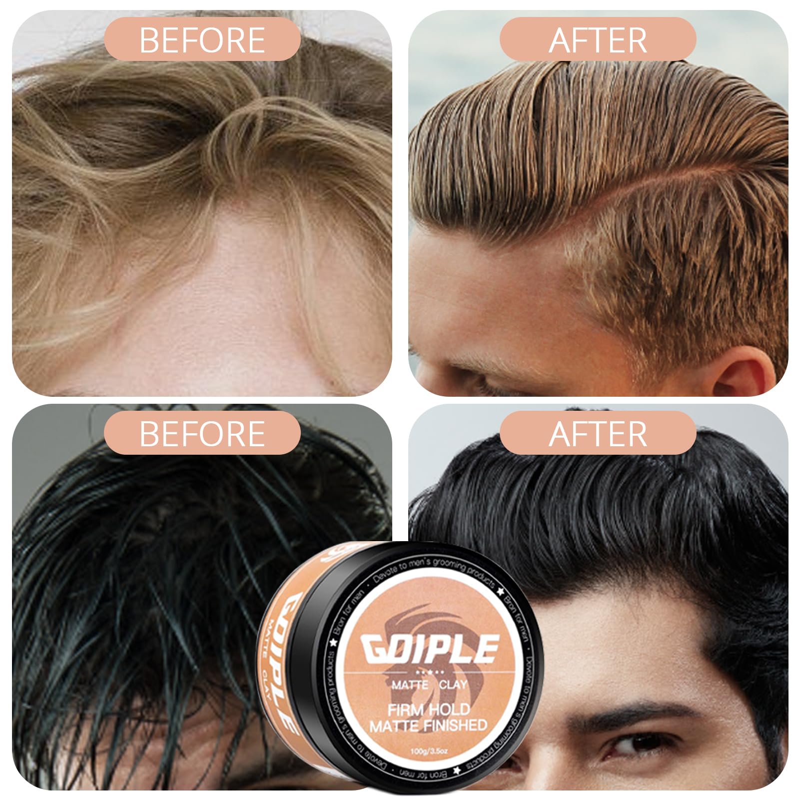 Top angle view of imported hair forming clay for all hair types