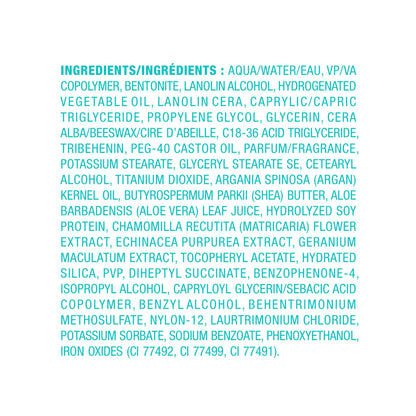 Back label of the Moroccanoil strong hold matte clay detailing the ingredients list.