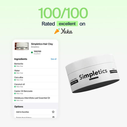 Simpletics Hair Clay 2 ounce container top view