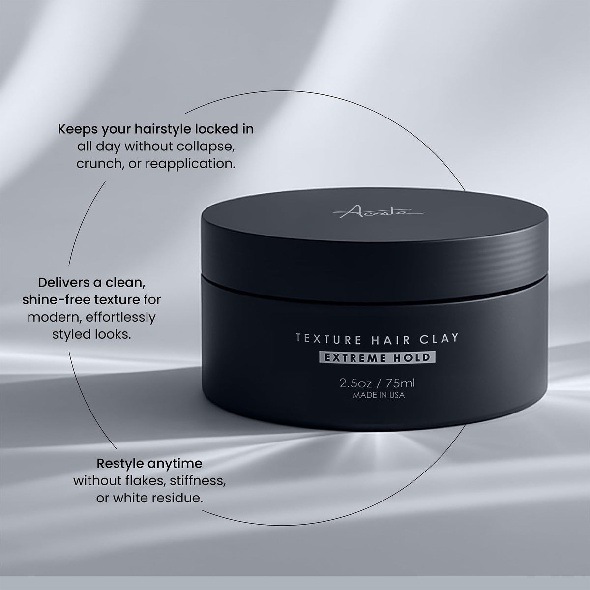 Forte Series premium texturizing hair clay travel size bottle presentation