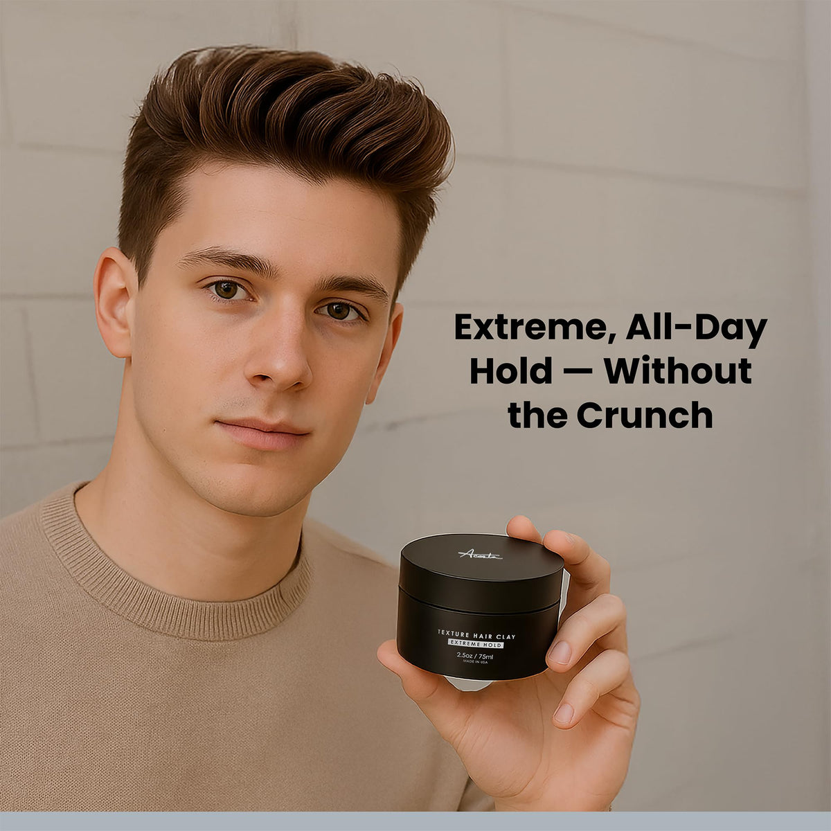 Forte Series luxury cardamom and patchouli scented hair clay product shot
