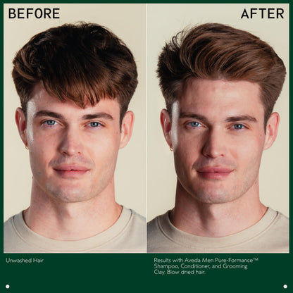 Side view of Aveda Pure-Formance lightweight thickening paste and grooming clay.