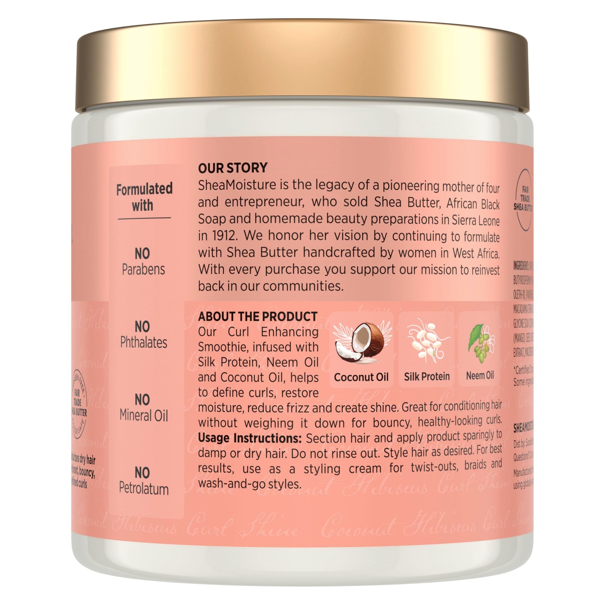 SheaMoisture curl defining cream for thick coily hair showing product label details