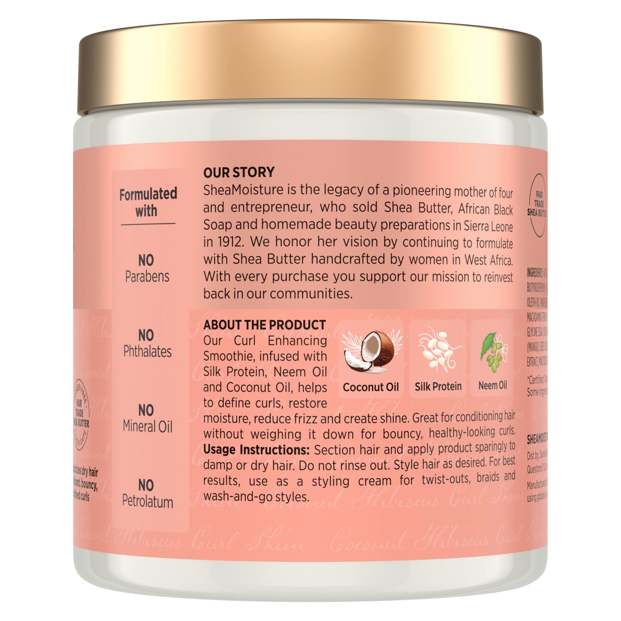 SheaMoisture curl defining cream for thick coily hair showing product label details