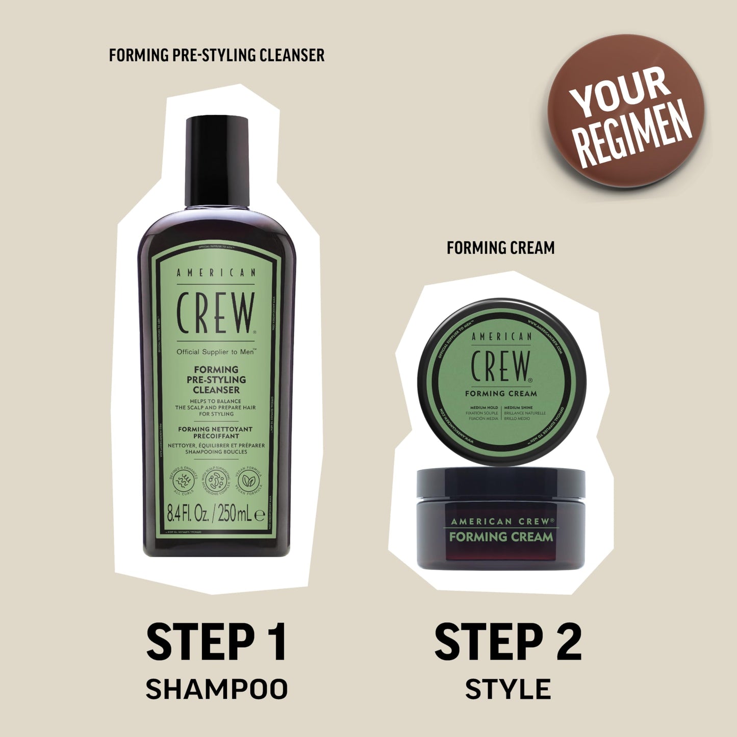 American Crew hair styling jar demonstrating volume and thickness control for men