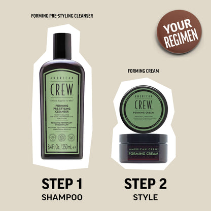 American Crew hair styling jar demonstrating volume and thickness control for men