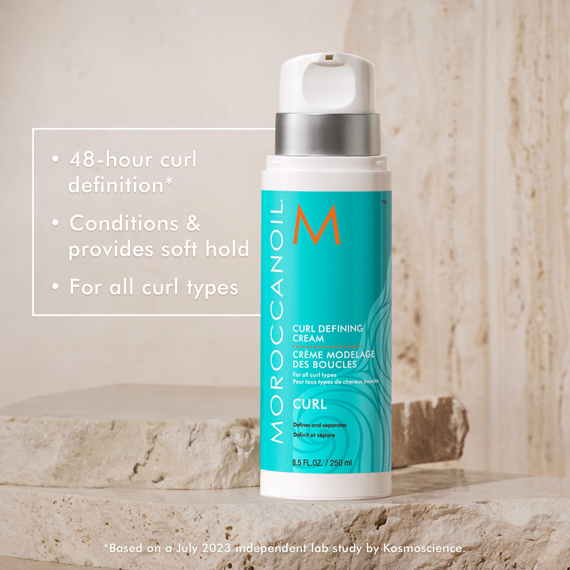 Moroccanoil anti frizz curl styling cream close up view.