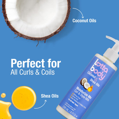 Back label of Lottabody Curl and Style Milk showing directions