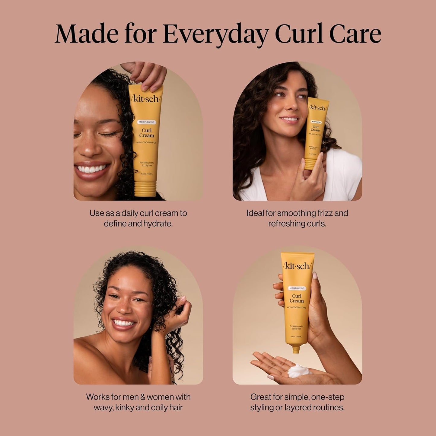 Authentic Kitsch brand moisturizing curl cream for soft and bouncy curls definition