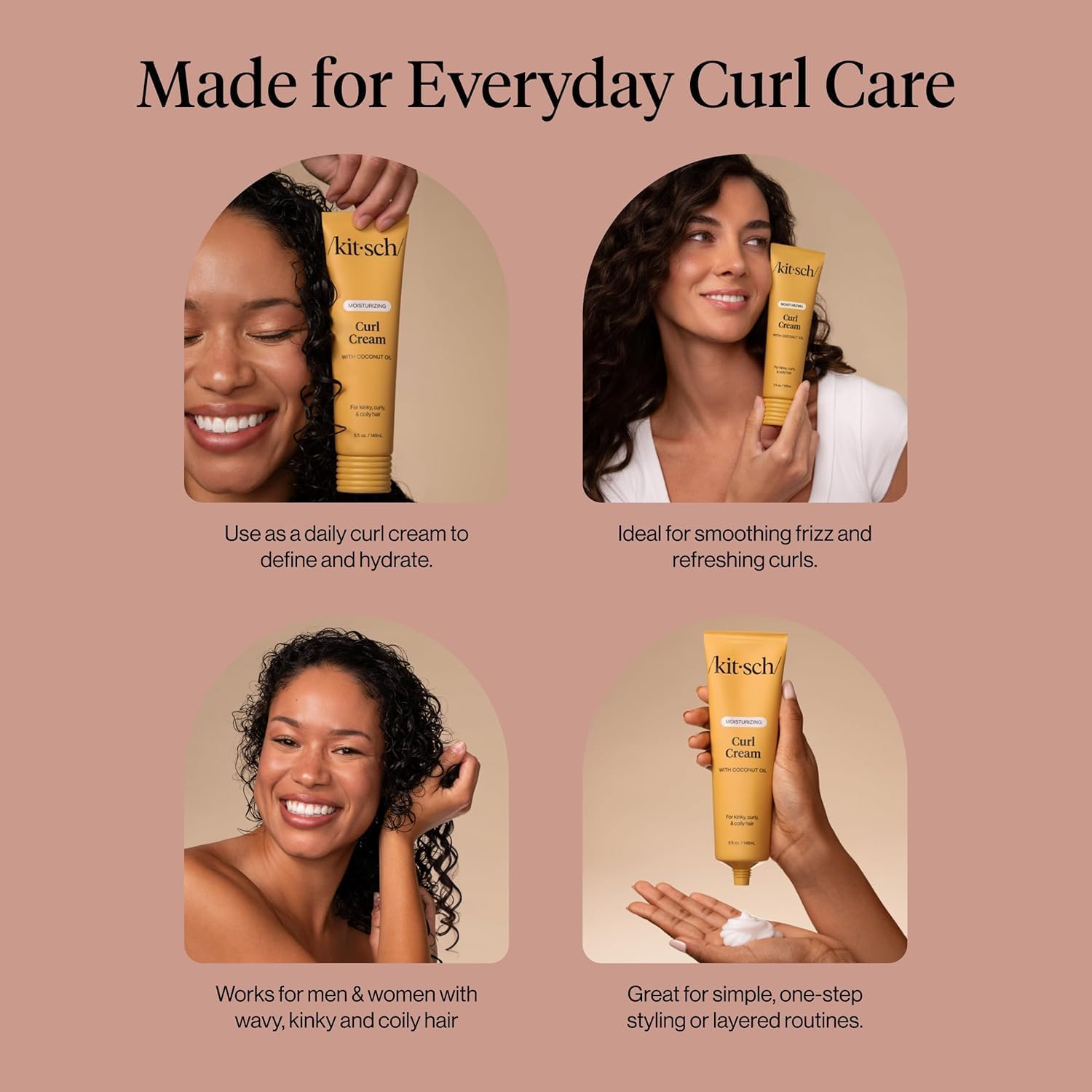 Authentic Kitsch brand moisturizing curl cream for soft and bouncy curls definition