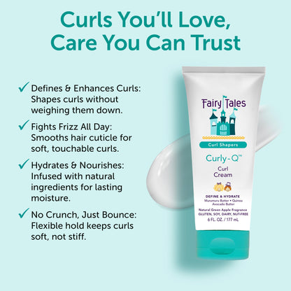 Fairy Tales Curly Q lightweight formula texture swatch demonstrating the smooth non greasy cream