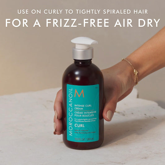 Moroccanoil Intense Curl Cream leave in conditioner pump bottle for curly hair styling
