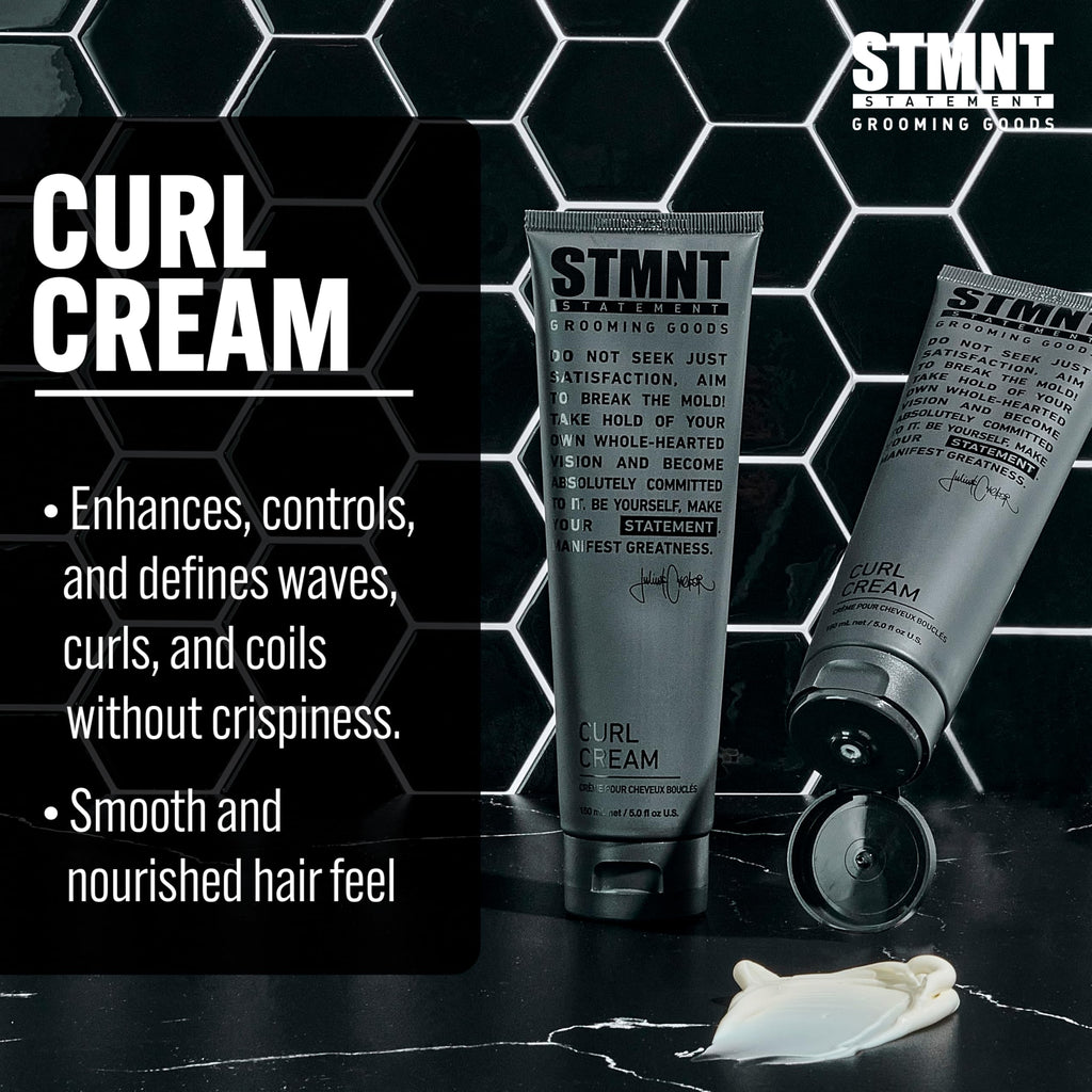 STMNT Curl Cream authentic imported hair and beard taming lotion showing back label directions