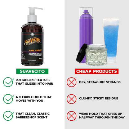 Suavecito non greasy natural shine hair cream application styling routine