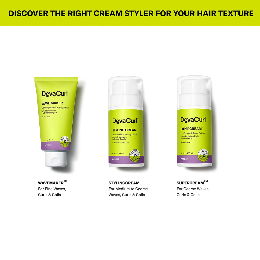 Authentic USA imported DevaCurl SuperCream packaging for professional curl care routines