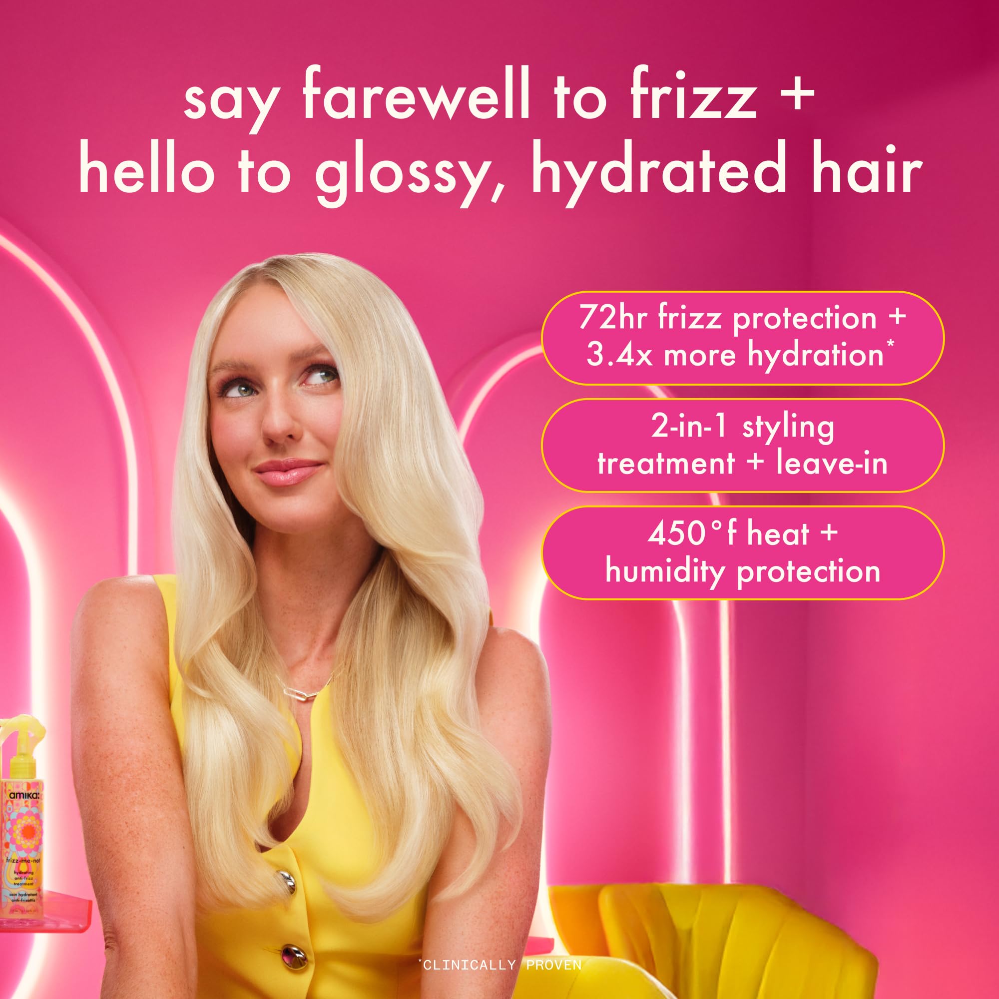 Amika lightweight hydrating spray back packaging instructions showcasing clean paraben free ingredients