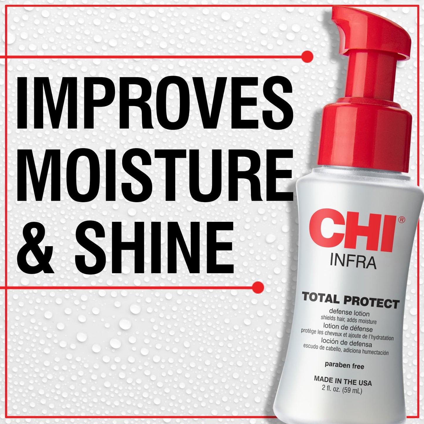 CHI Infra travel size leave in lotion displaying product directions and ingredients label.