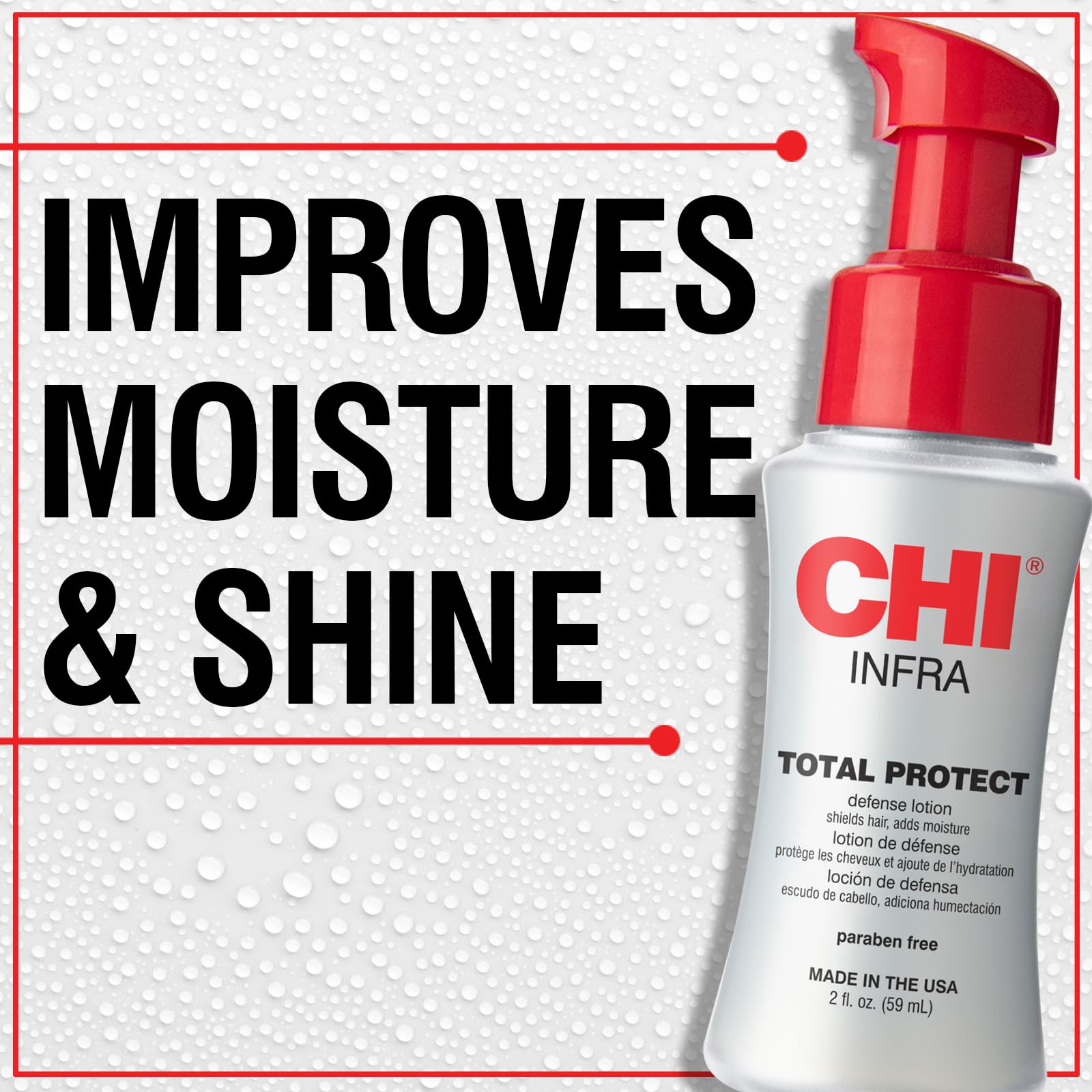 CHI Infra travel size leave in lotion displaying product directions and ingredients label.