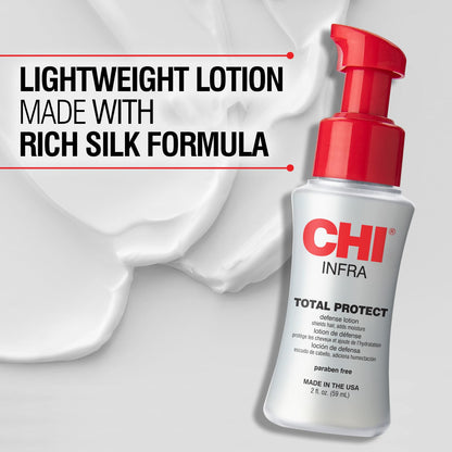 Lightweight silk hair cream by CHI for thermal styling defense and moisture locking.