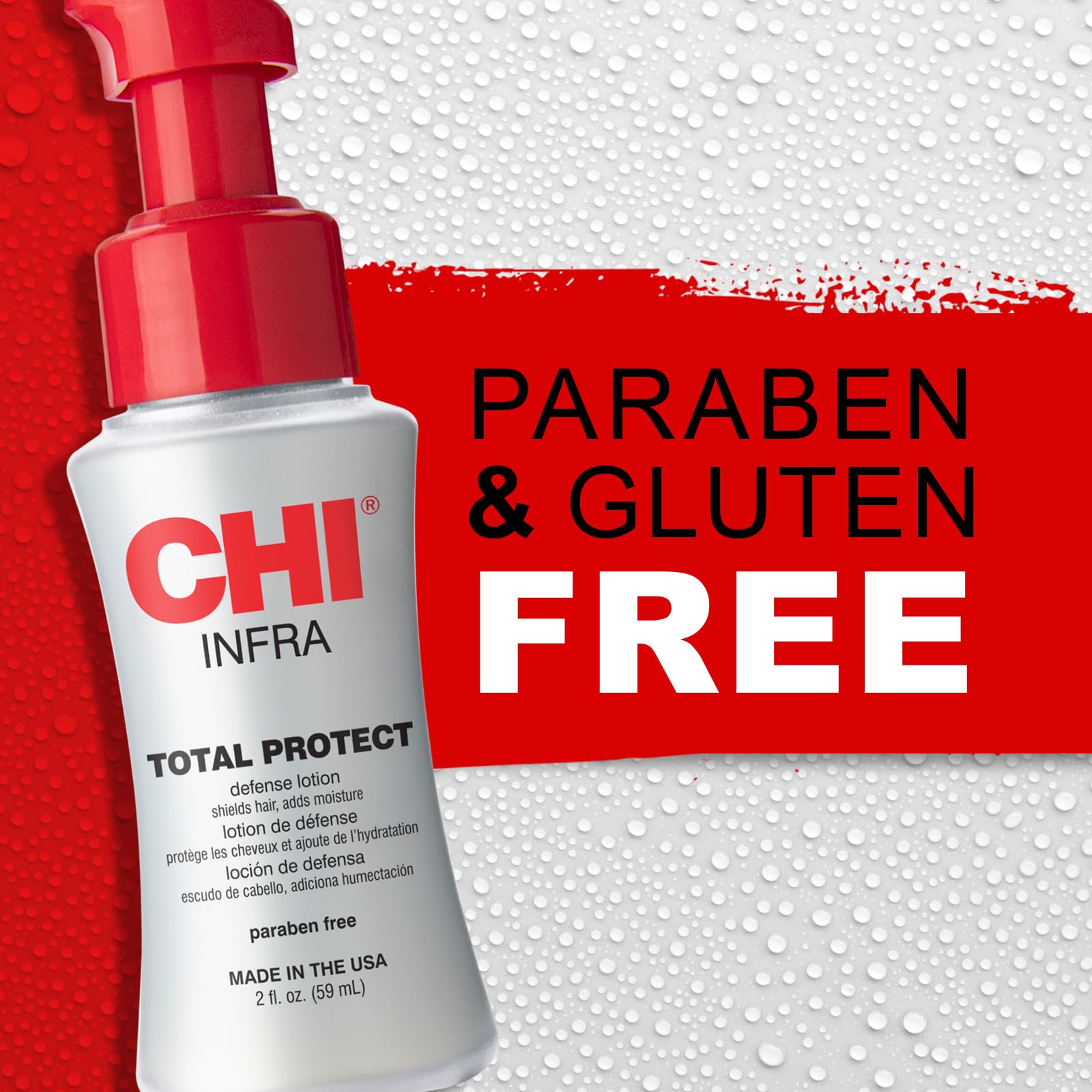 CHI Total Protect travel bottle demonstrating compact size for daily hair defense.