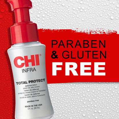 CHI Total Protect travel bottle demonstrating compact size for daily hair defense.