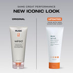 RUSK Wired texturizing hair cream packaging details showcasing product benefits and volume